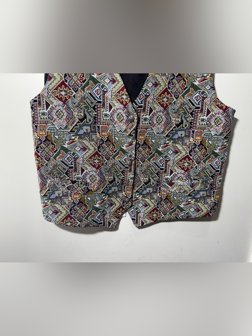 Vintage 1990s Cotton Ginny Tapestry Vest Size 1x - Picture 3 of 11